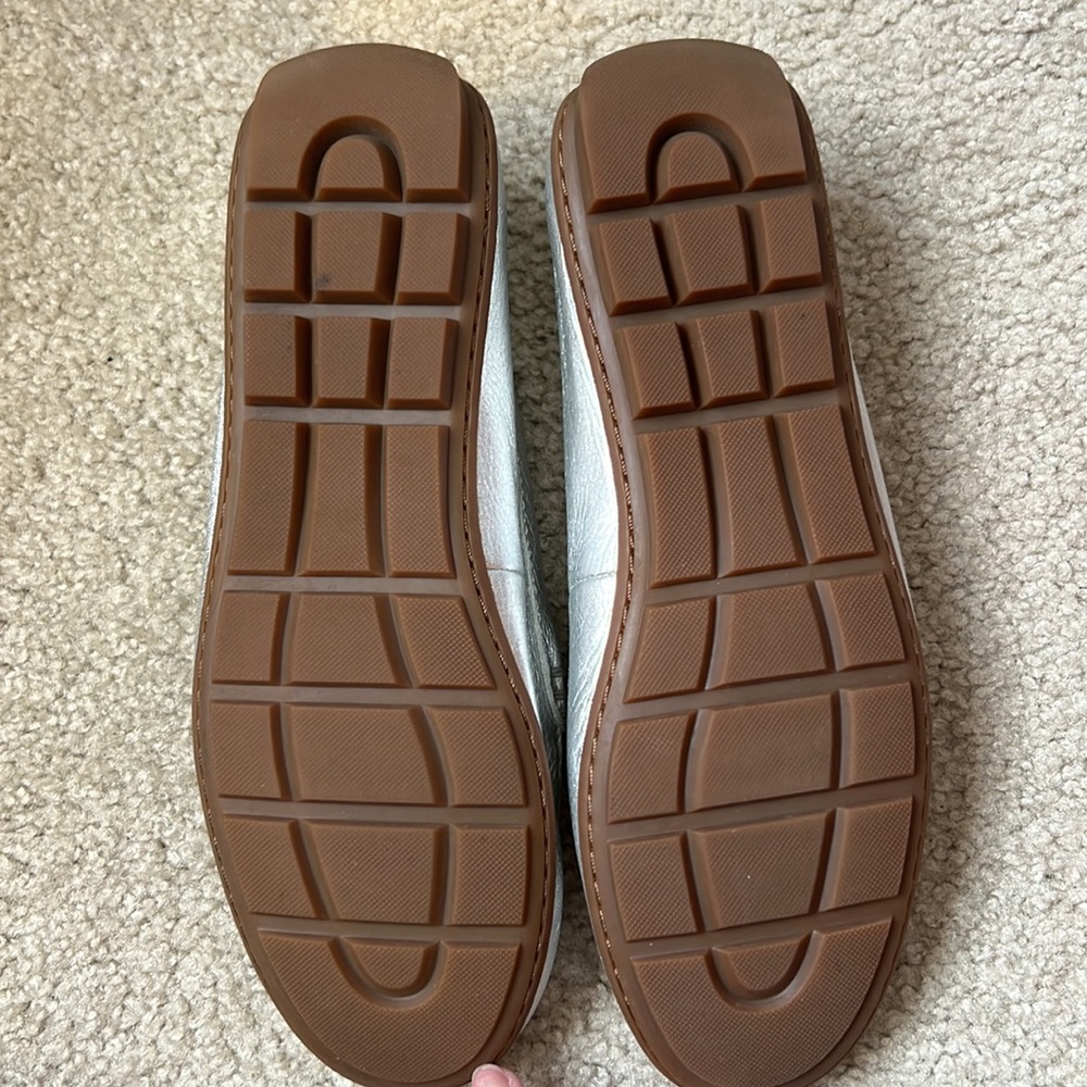 Coach Marley Leather Silver Loafers - Picture 2 of 4